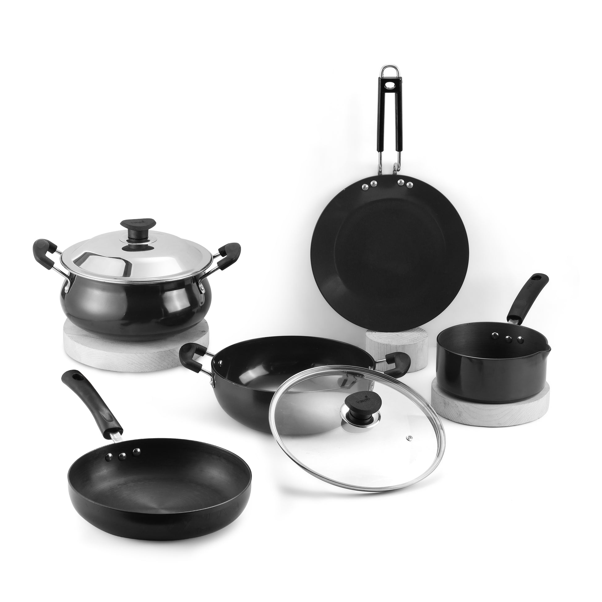 Vinod Hard Anodised Cookware Set 3 & 5 Piece - Induction Friendly, buy online India