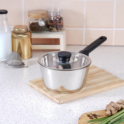 Vinod Trevi Stainless Steel Saucepan 16cm 1.5L and 18cm 2L - India's First 6mm Heavy Bottom | Vinod Cookware