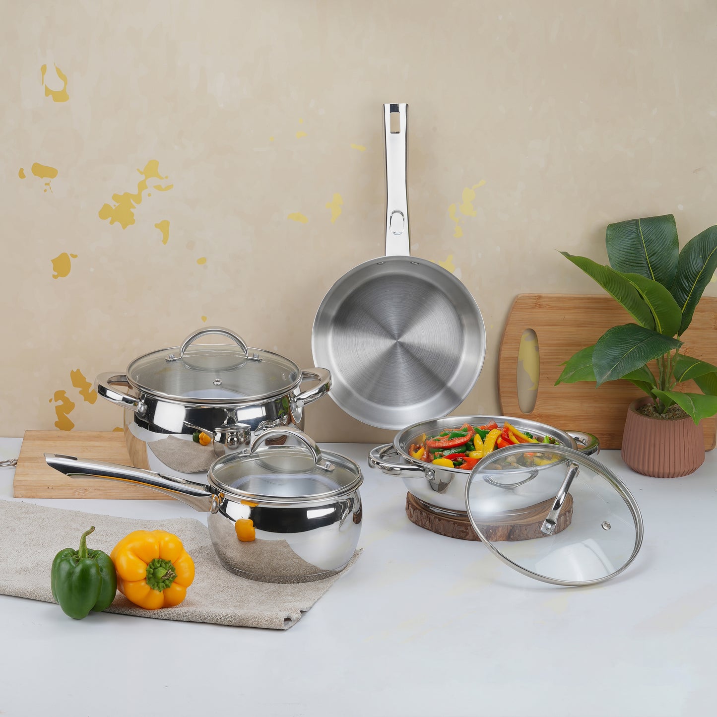 Vinod Letten Stainless Steel Cookware Set 2pc 3pc 4pc - Induction Friendly Belly Shape Design | Vinod Cookware