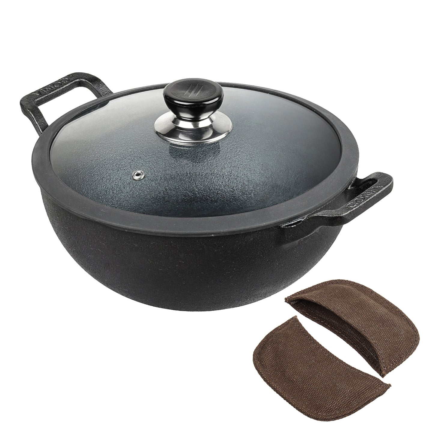 Vinod Legacy Pre-Seasoned Cast Iron Kadai - Without Lid View | Vinod Cookware India
