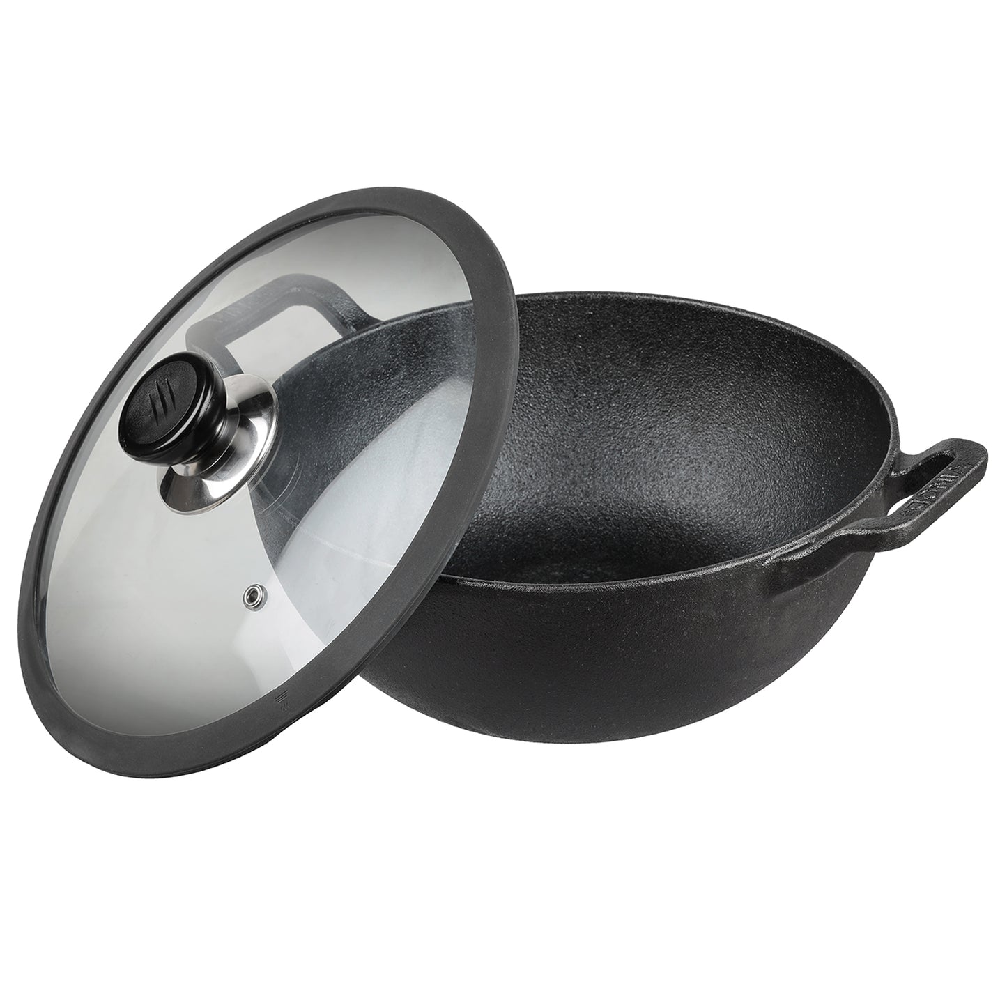 Vinod Legacy Pre-Seasoned Cast Iron Kadai - With Glass Lid | Vinod Cookware India