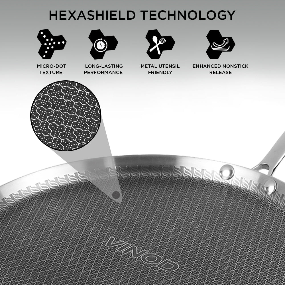 Vinod Platinum Triply SAS Pro Dosa Tawa - HexaShield Non-Stick Coating | Vinod Cookware India