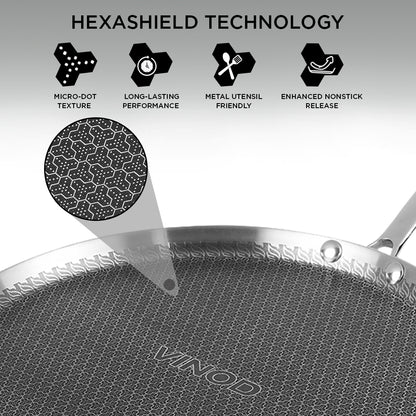 Vinod Platinum Triply SAS Pro Dosa Tawa - HexaShield Non-Stick Coating | Vinod Cookware India