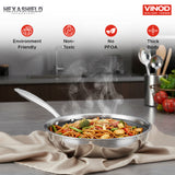 Vinod Platinum Triply Stainless Steel SAS Pro FryPan (Induction Friendly)