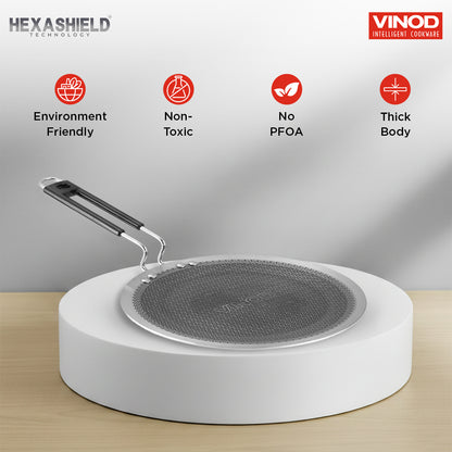 Vinod Platinum Triply Stainless Steel SAS Pro Concave Tawa 25cm - Induction Friendly | Vinod Cookware India