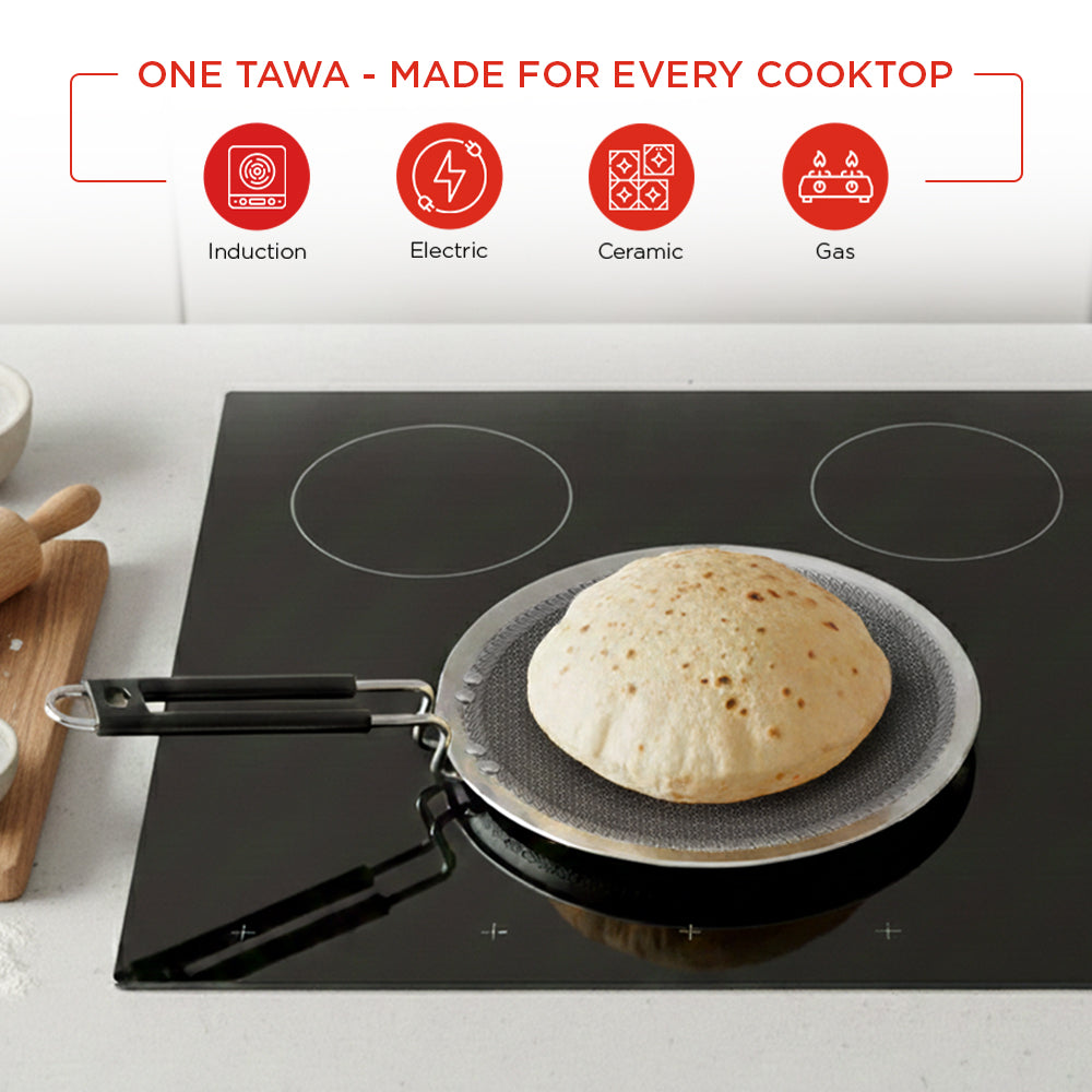Vinod Platinum Triply SAS Pro Concave Tawa - Side Profile View | Vinod Cookware India
