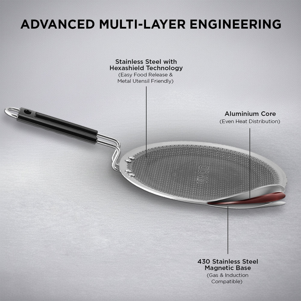 Vinod Platinum Triply SAS Pro Concave Tawa - Close Up Cooking Surface | Vinod Cookware India