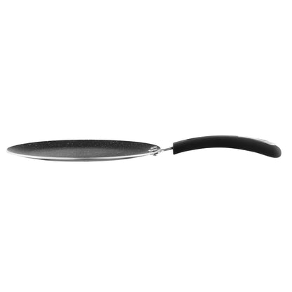 Side view of the Marlibo Nonstick Concave Tawa with a curved cooking surface and ergonomic handle, ideal for rotis and everyday cooking.