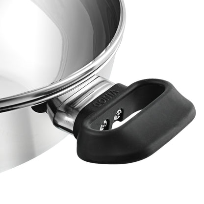 Vinod Stainless Steel Deluxe Kadai - Soft Touch Heat Resistant Handle Close Up | Vinod Cookware