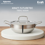 Kraft Futuretec Triply Stainless Steel Extra Deep Kadai (Induction Friendly)