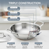 Kraft Futuretec Triply Stainless Steel Extra Deep Kadai (Induction Friendly)