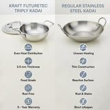 Kraft Futuretec Triply Stainless Steel Extra Deep Kadai (Induction Friendly)