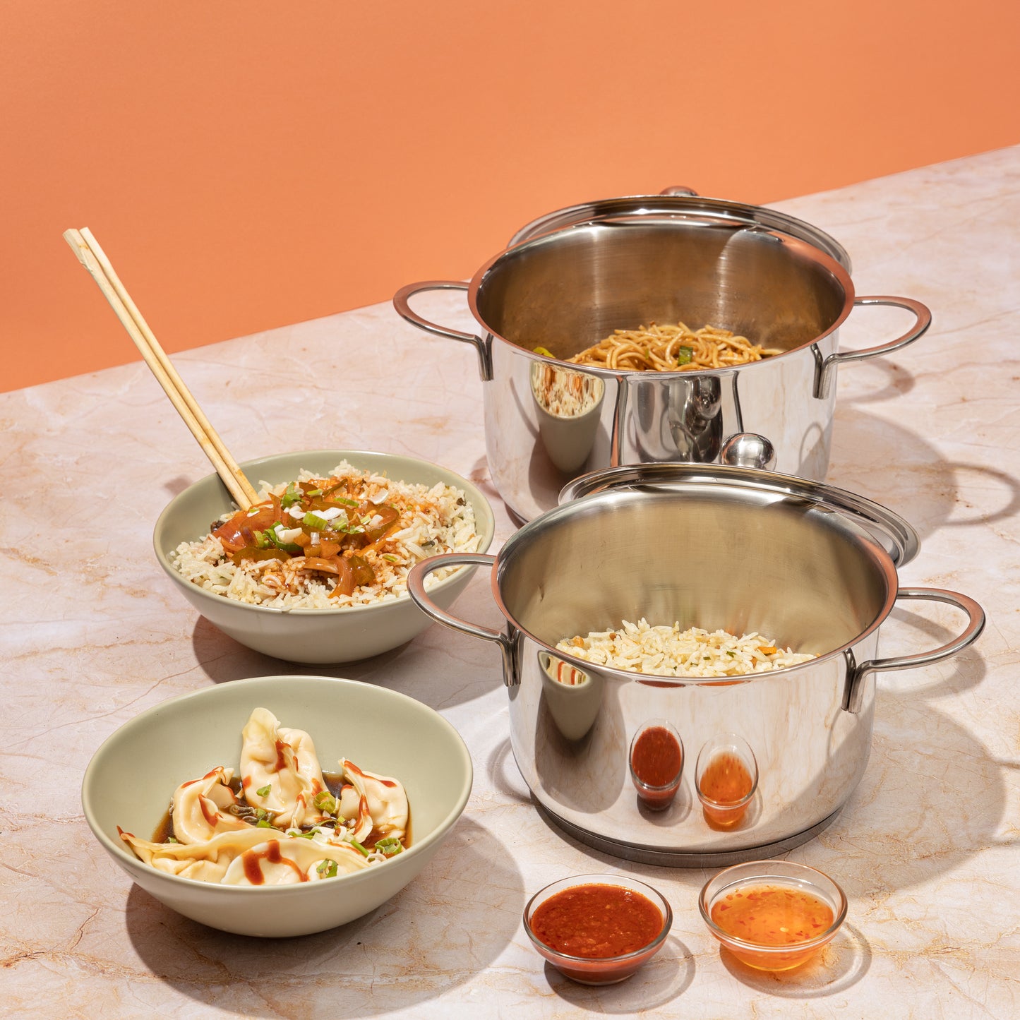 Vinod Stainless Steel Tuscany Saucepot Set 2pc 16cm 18cm - Induction Friendly | Vinod Cookware