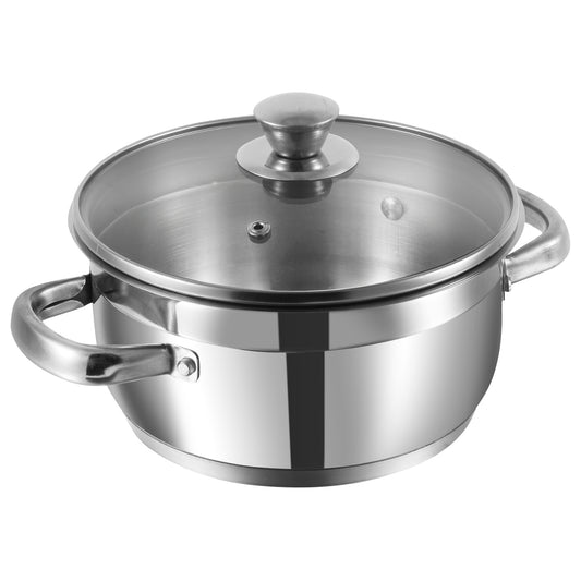 Vinod Two Tone Saucepot with Glass Lid - Sleek Modern Design SAS Bottom Induction Safe | Vinod Cookware