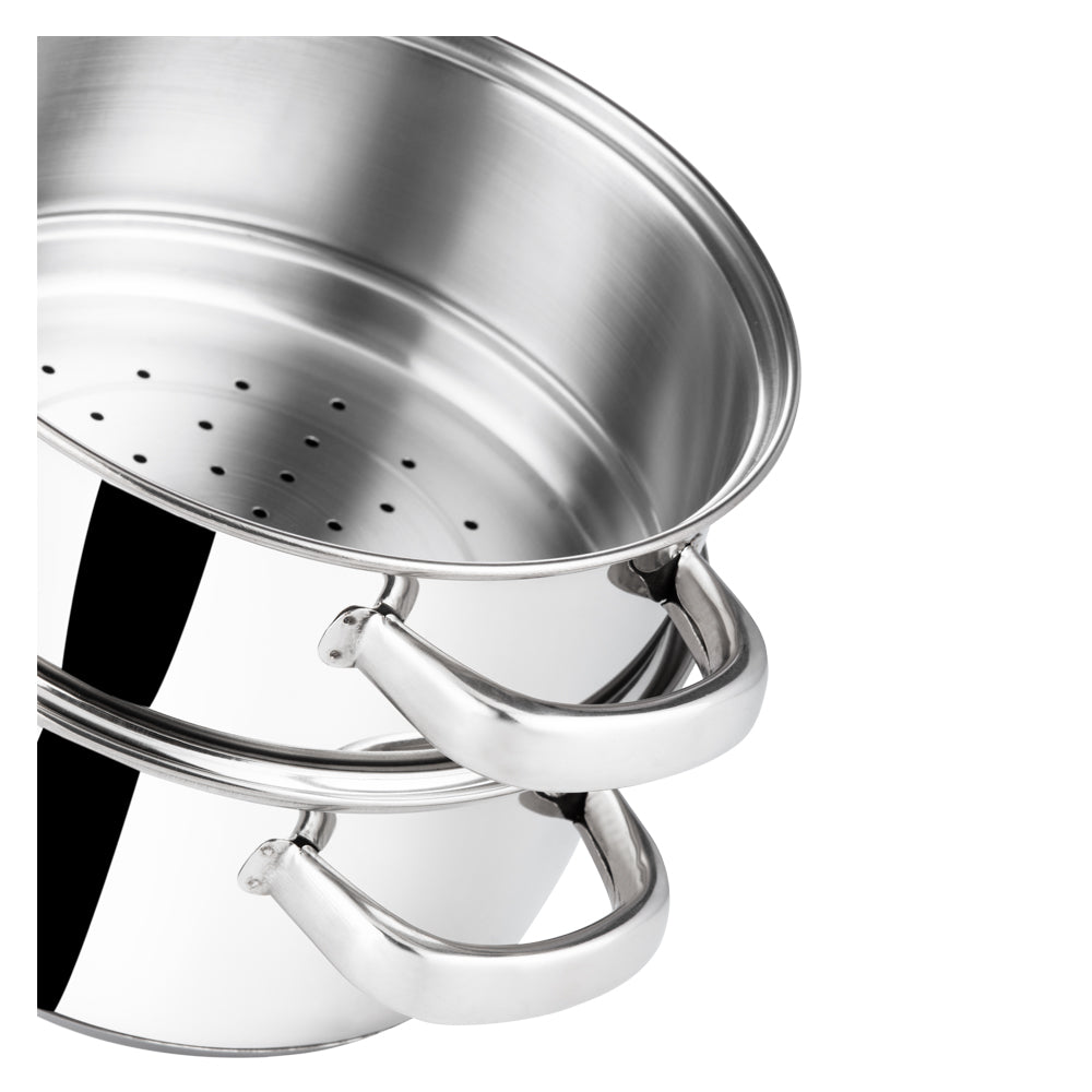 Vinod 2 Tier Steamer - Strainer Basket and Bottom Pot with Glass Lid | Vinod Cookware