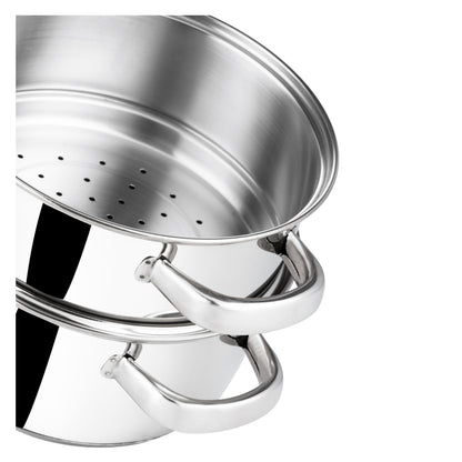 Vinod 2 Tier Steamer - Strainer Basket and Bottom Pot with Glass Lid | Vinod Cookware