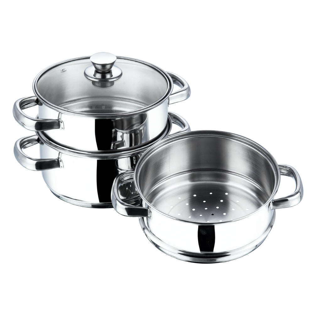Vinod 3 Tier Steamer - Perforated Strainer Tier for Healthy Oil-Free Cooking | Vinod Cookware