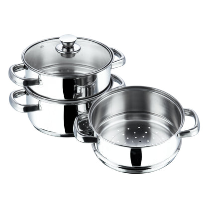 Vinod 3 Tier Steamer - Perforated Strainer Tier for Healthy Oil-Free Cooking | Vinod Cookware