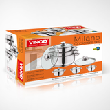 Vinod Stainless Steel Solid Milano Saucepot Set - 3 Piece (Induction Friendly)