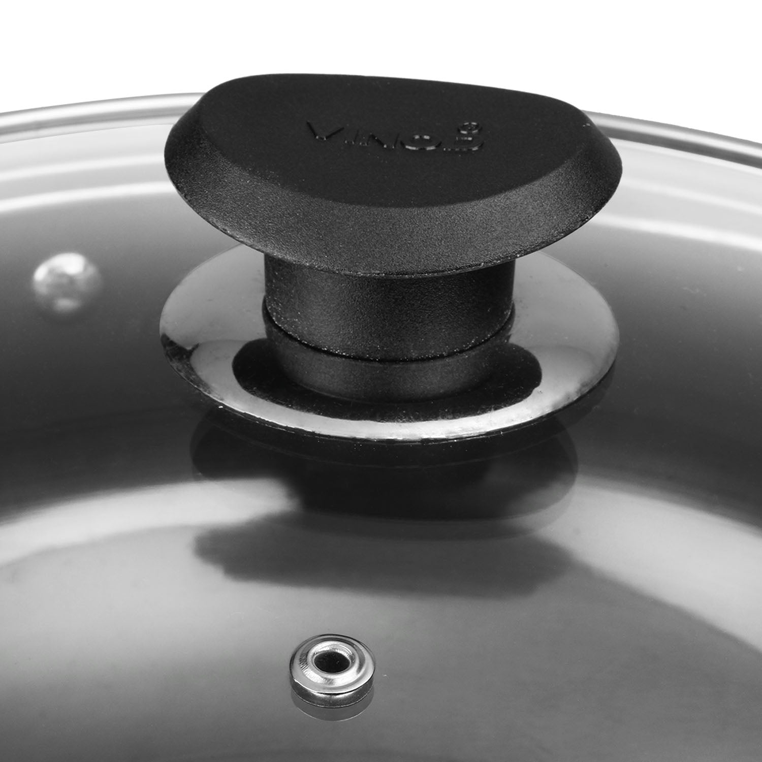 Vinod Hard Anodised Deep Kadai - Toughened Glass Lid with Knob | Vinod Cookware India