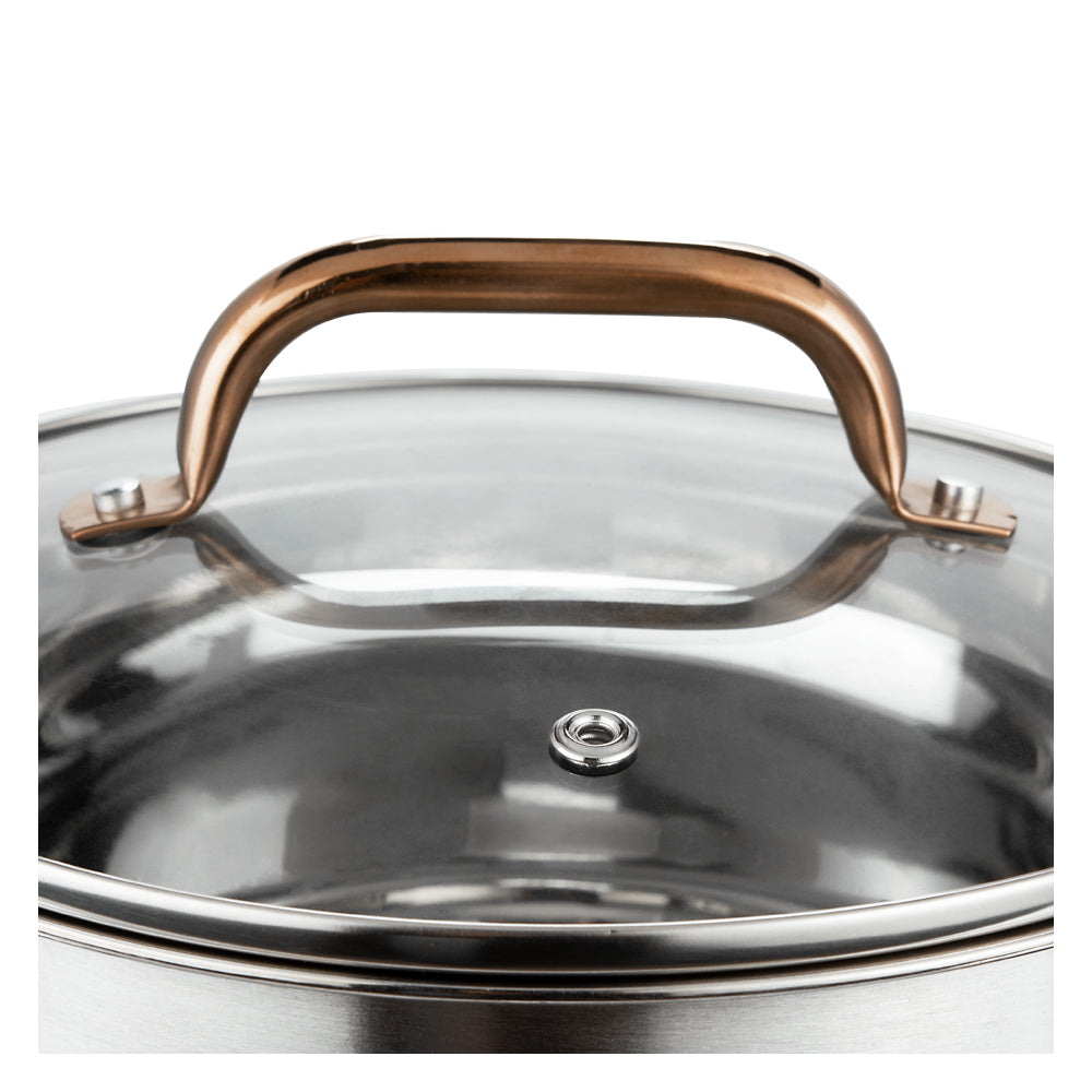 Vinod Oxford Stainless Steel Casserole - Rose Gold Lid Handle | Vinod Cookware India