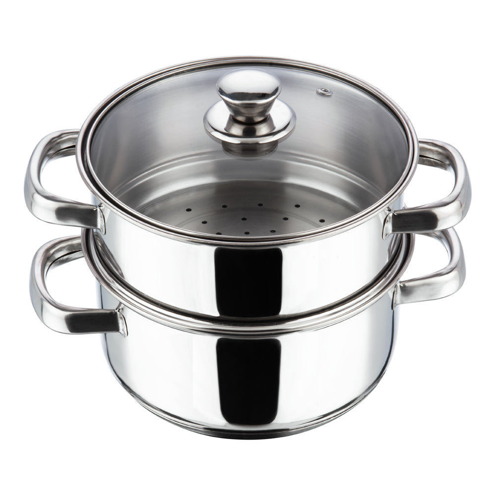 Vinod Stainless Steel 2 Tier Steamer with Glass Lid - 18 Cm