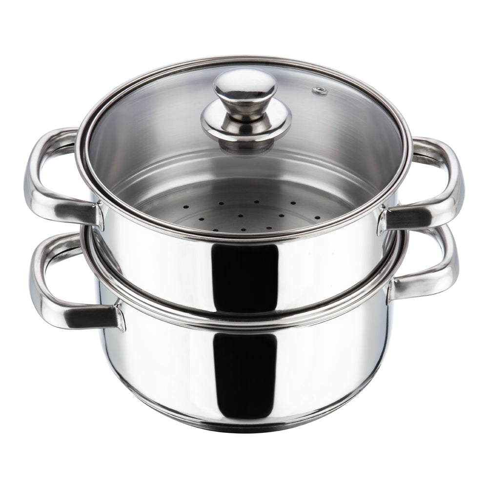 Vinod Stainless Steel 2 Tier Steamer - Complete Set for Momos Idli Vegetables | Vinod Cookware