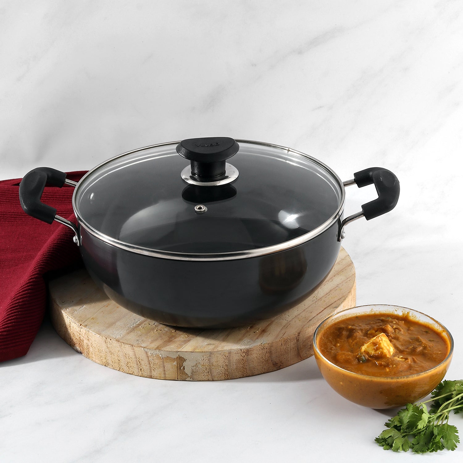 Vinod Hard Anodised Deep Kadai Induction Friendly - Main View | Vinod Cookware India