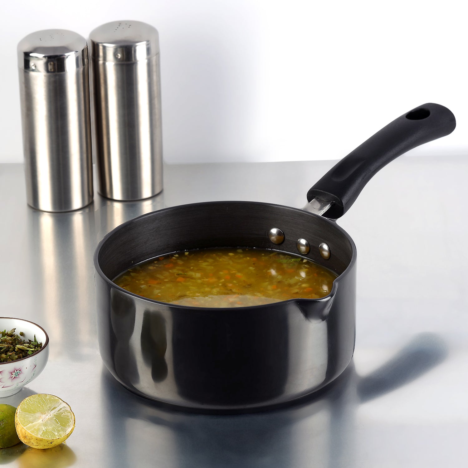 Vinod Hard Anodised Saucepan - Main View | Vinod Cookware India