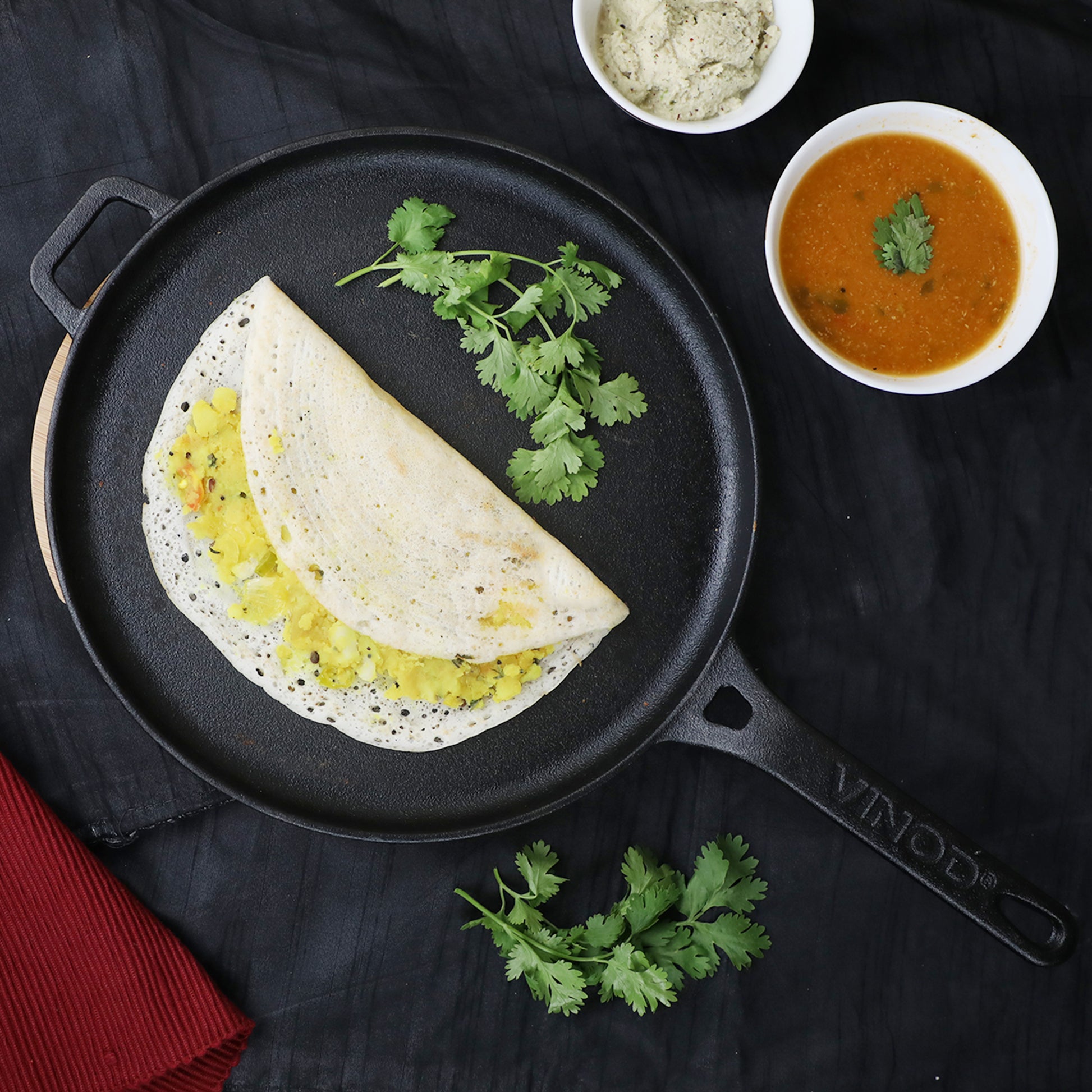 Vinod Legacy Pre-Seasoned Cast Iron Dosa Tawa 28cm - Main View | Vinod Cookware India