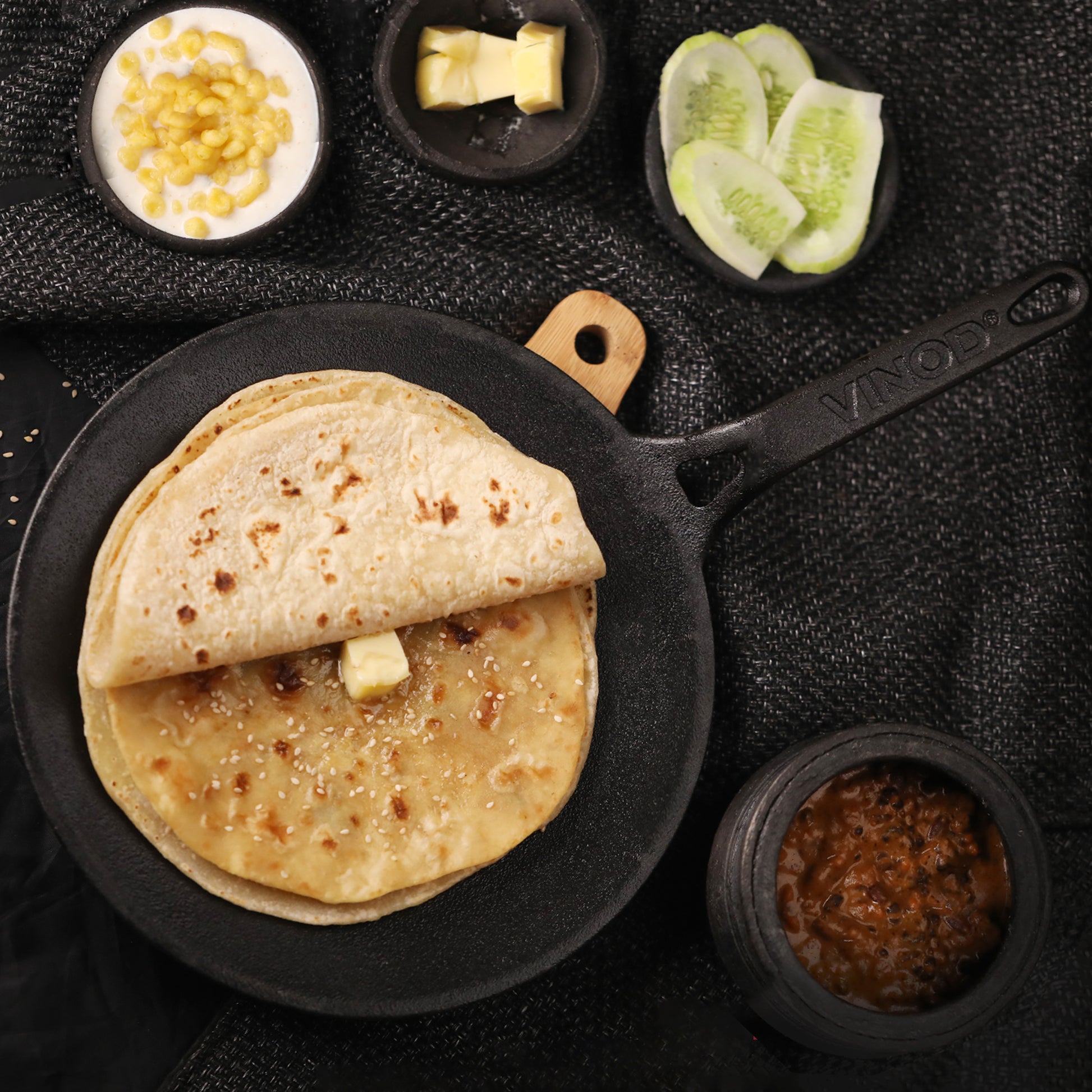 Vinod Legacy Pre-Seasoned Cast Iron Roti Tawa 26cm - Induction Friendly | Vinod Cookware