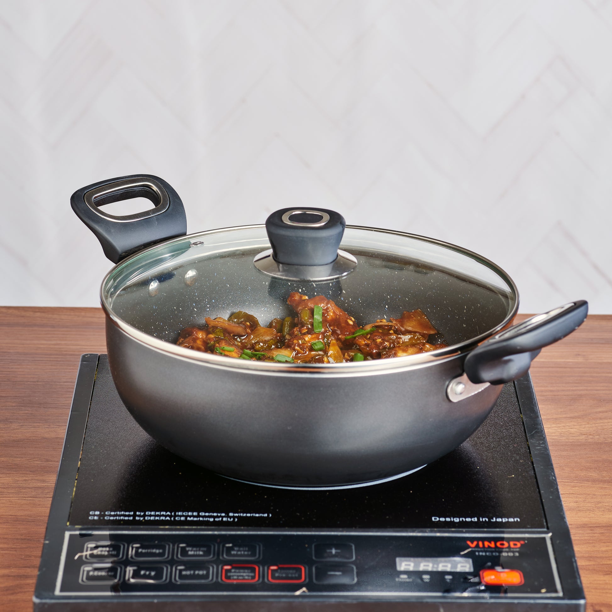 Vinod Marbilo Non Stick Deep Kadai - Main View Induction Friendly | Vinod Cookware India