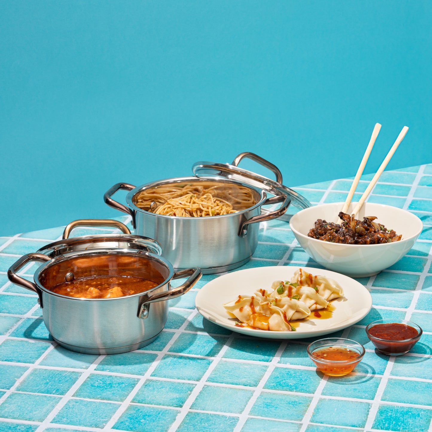 Vinod Oxford Stainless Steel Saucepot Set - Hero Shot | Vinod Cookware India