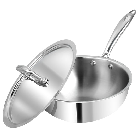 Healthy Cooking Frypan, Toxin-Free Cookware, Even Heat Distribution, Scratch Resistant Fry Pan, Dishwasher Safe Deep Frypan, Rust Resistant Cookware, Non Reactive Stainless Steel, Heavy Gauge Deep Fry Pan, Flat Bottom Frypan, Energy Efficient Cookware, Fast Heating Fry Pan, Warp Resistant Bottom, Ergonomic Handle, Heat Resistant Handle, Riveted Handle, Strong Grip Handle