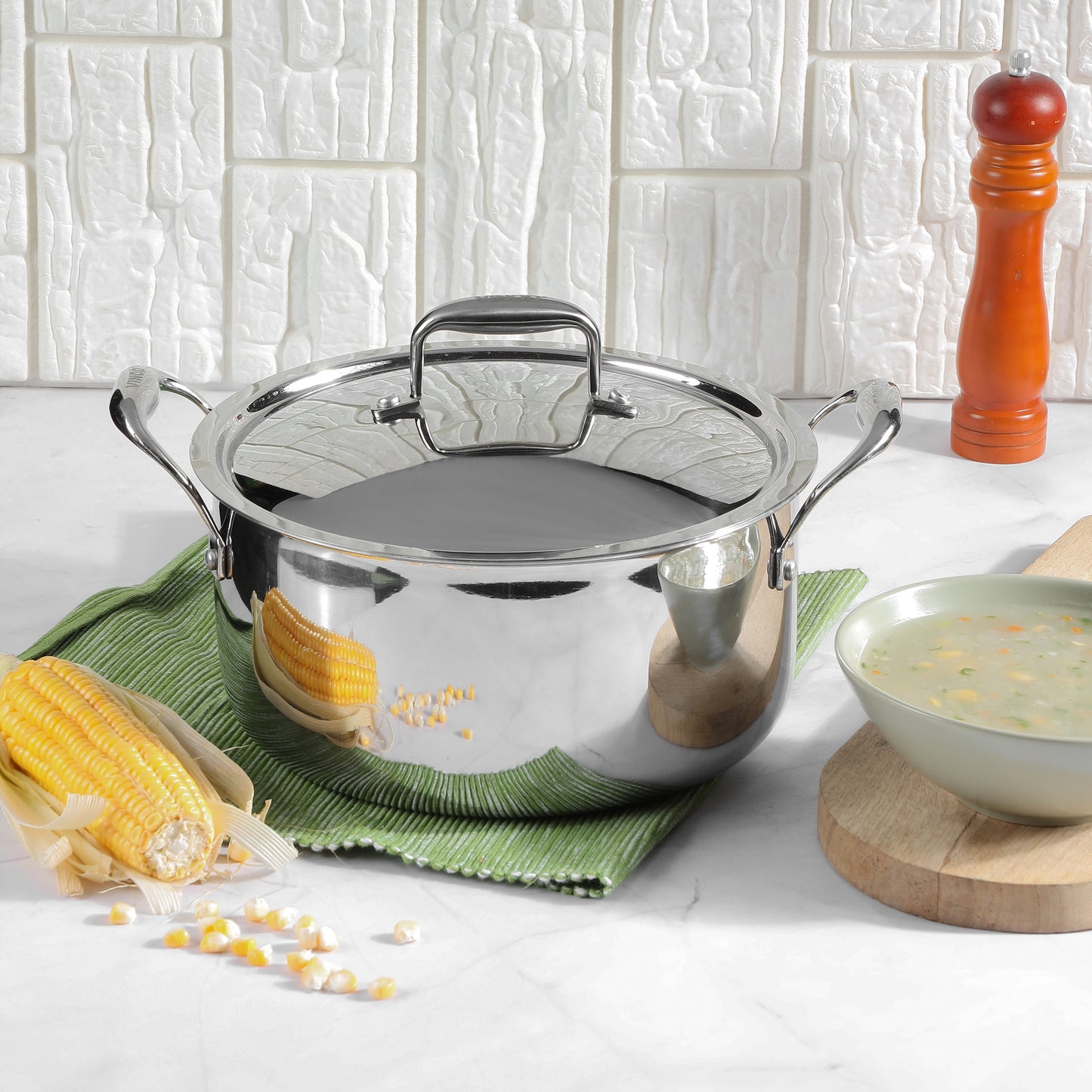 Vinod Platinum Triply Stainless Steel Saucepot with Lid - Induction Friendly, buy online India