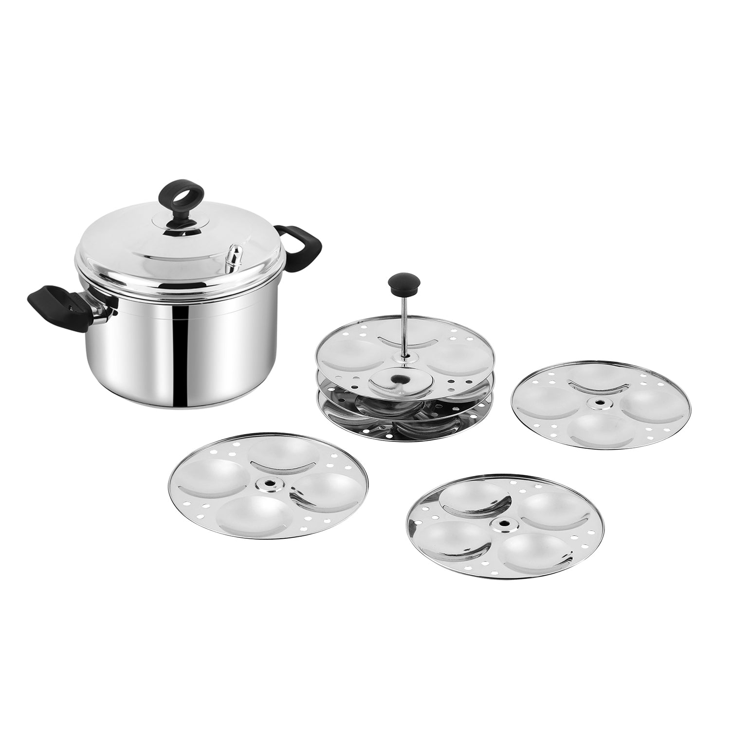 Vinod Stainless Steel Multi Pot with Idli Stand - Full Assembly View | Vinod Cookware