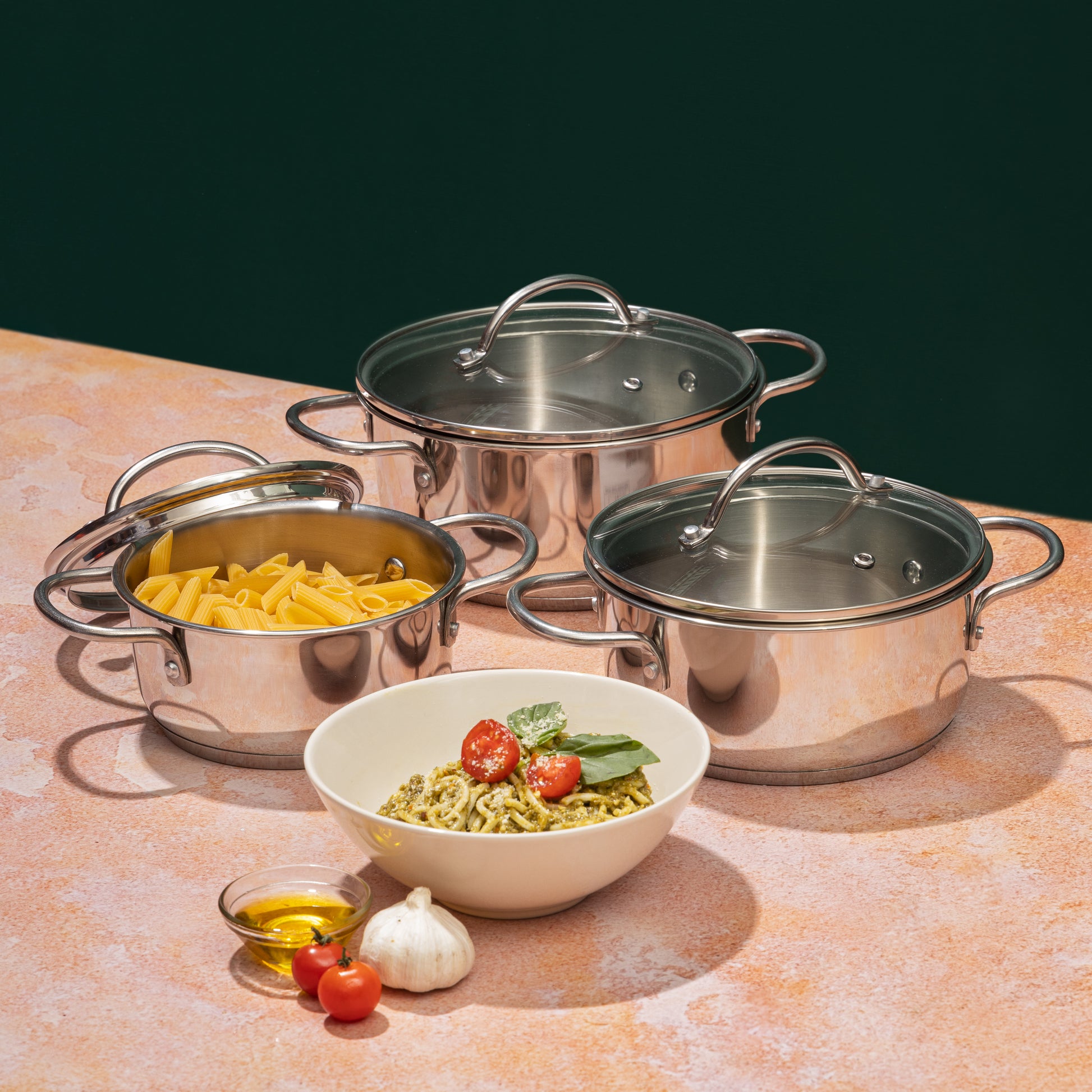 Vinod Stainless Steel Turin Cookware Set 3pc 14cm 16cm 18cm - Induction Friendly | Vinod Cookware