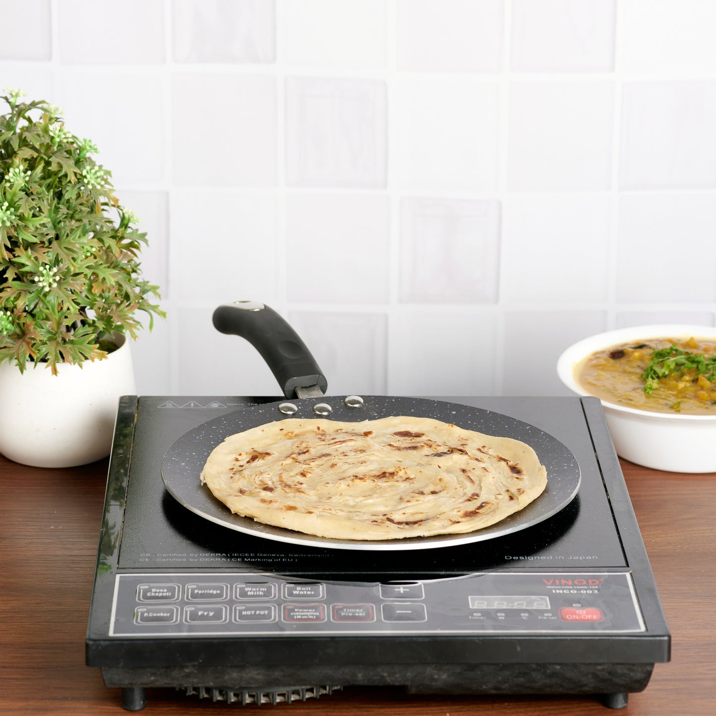 Vinod Zest Marbilo Non Stick Concave Tawa 24cm - Induction Friendly, buy online India