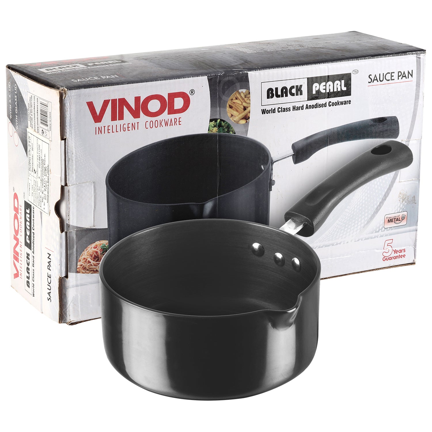 Vinod Hard Anodised Saucepan - World Class Black Finish | Vinod Cookware India