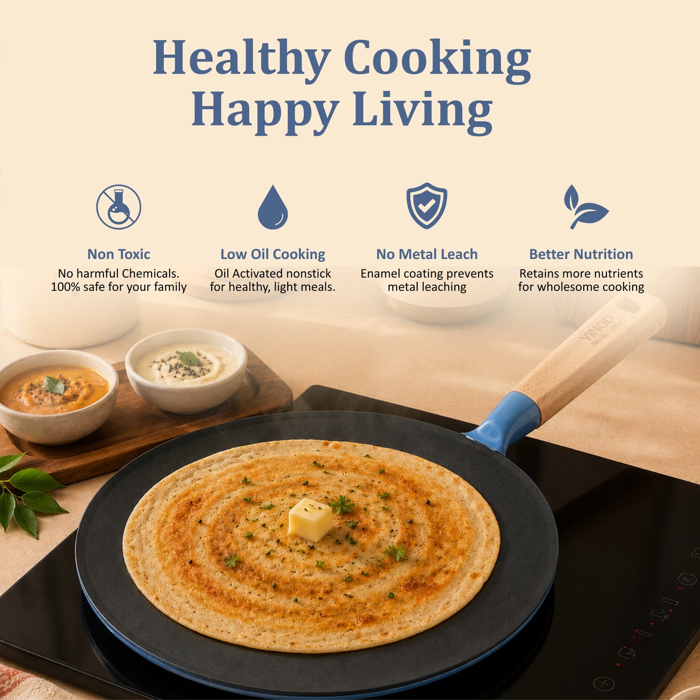 Vinod Cast Iron Freya Roti Tawa - 26 cm