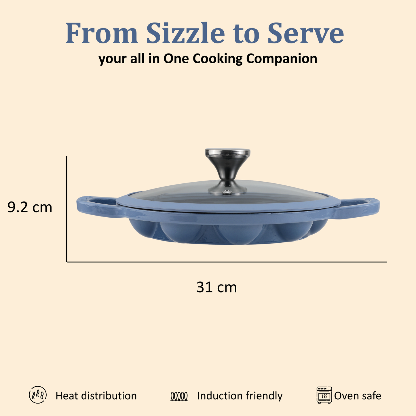 Vinod Cast Iron Freya Appam Pan - 22 cm