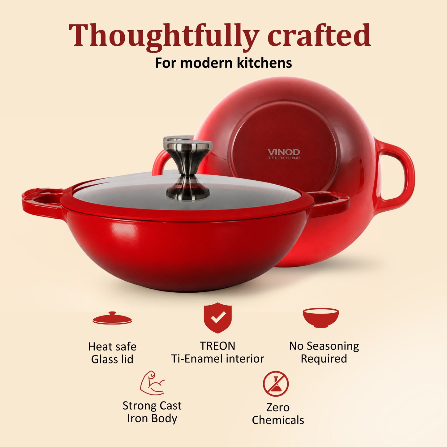 Vinod Cast Iron Freya Kadai
