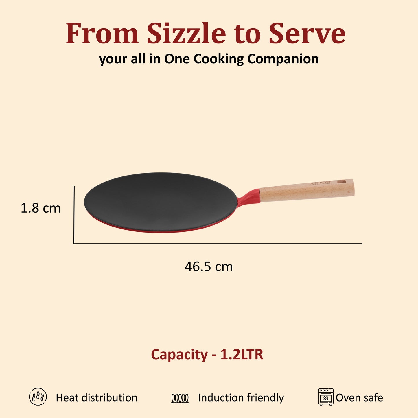 Vinod Cast Iron Freya Roti Tawa - 26 cm