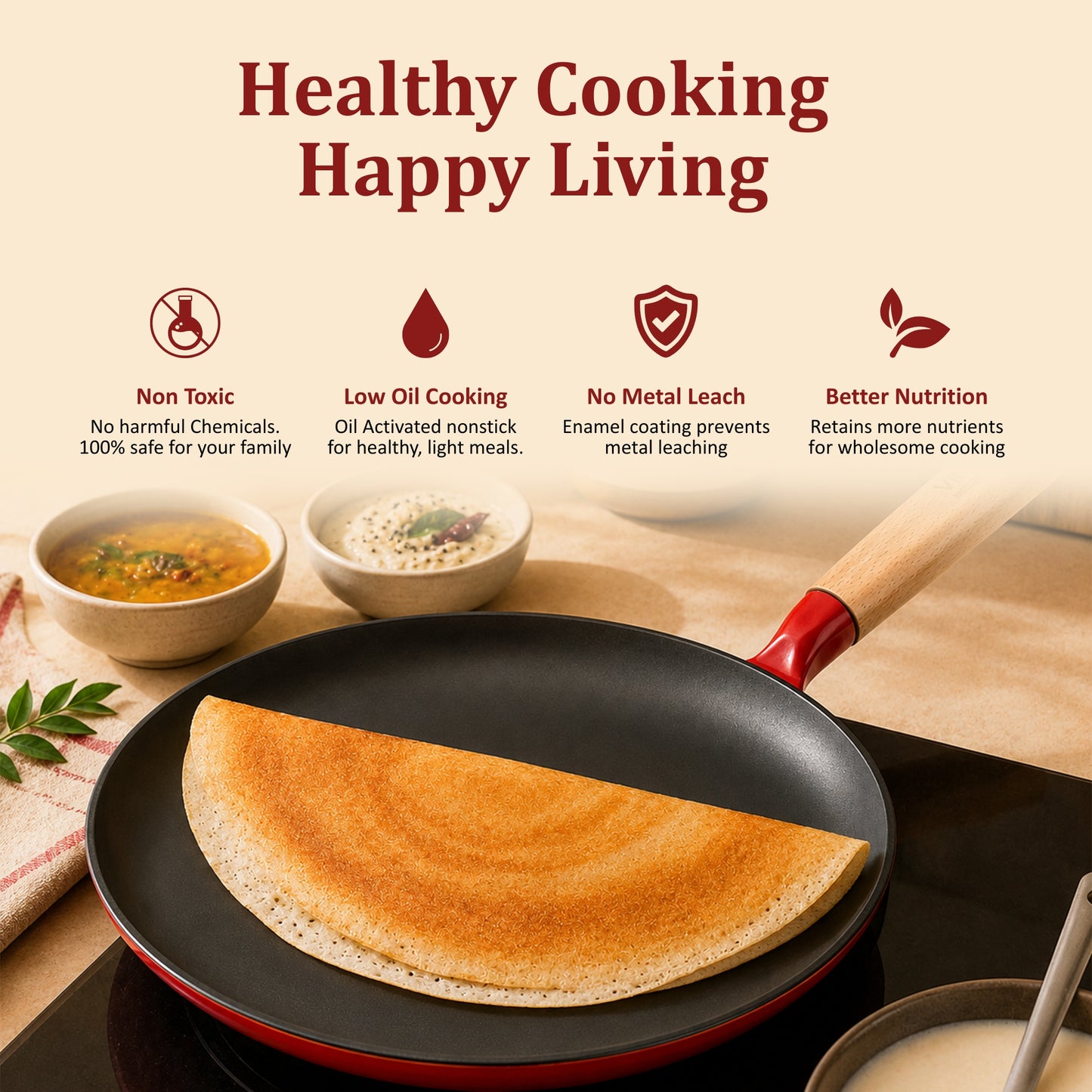 Vinod Cast Iron Freya Dosa Tawa - 28 cm