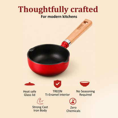 Vinod Cast Iron Freya Tadka Pan - 12 cm