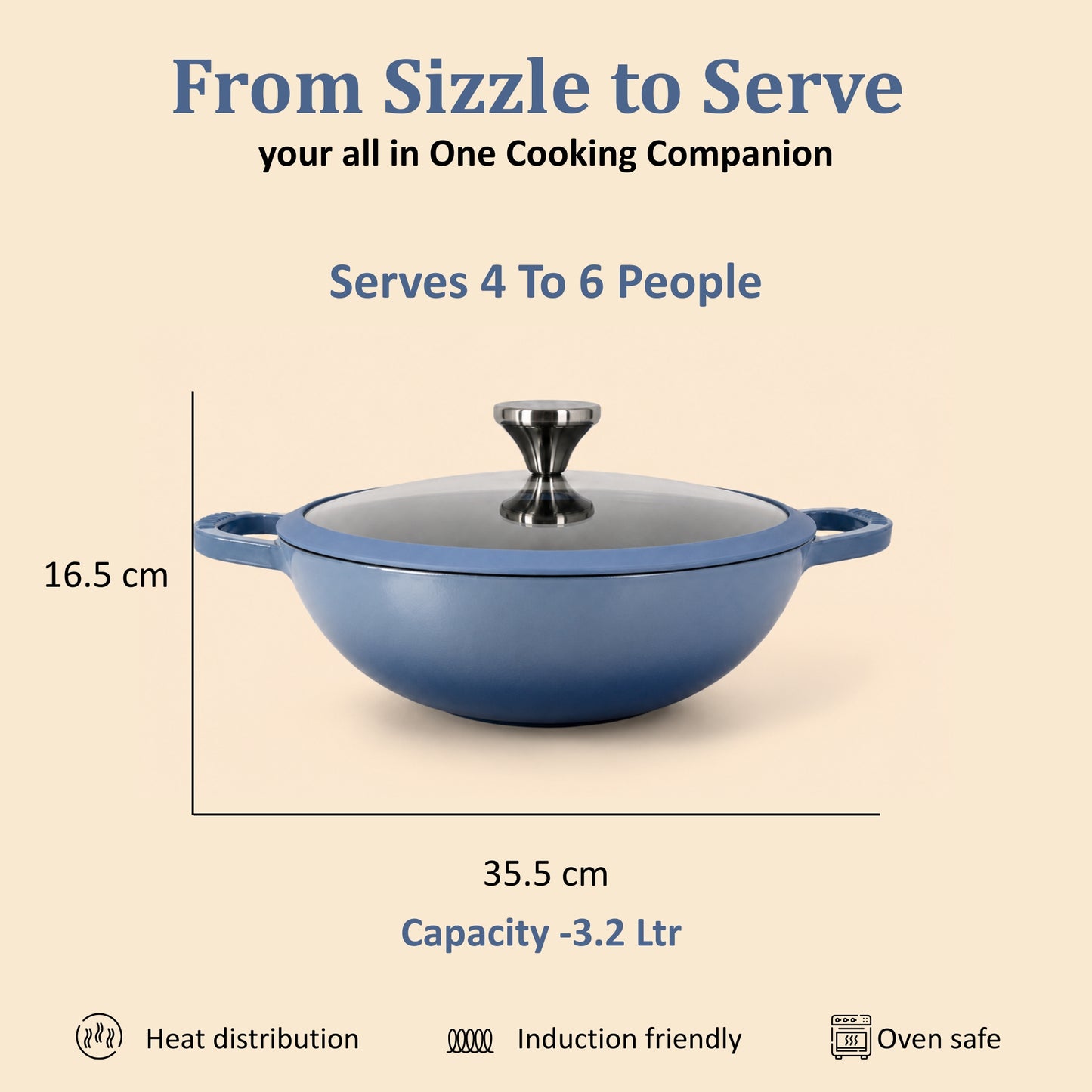 Vinod Cast Iron Freya Kadai