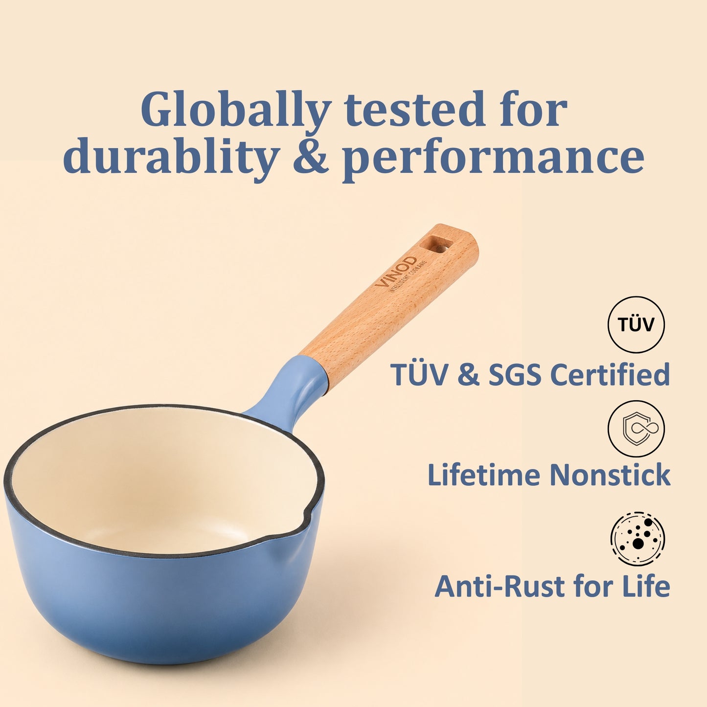 Vinod Cast Iron Freya Sauce Pan - 16 cm