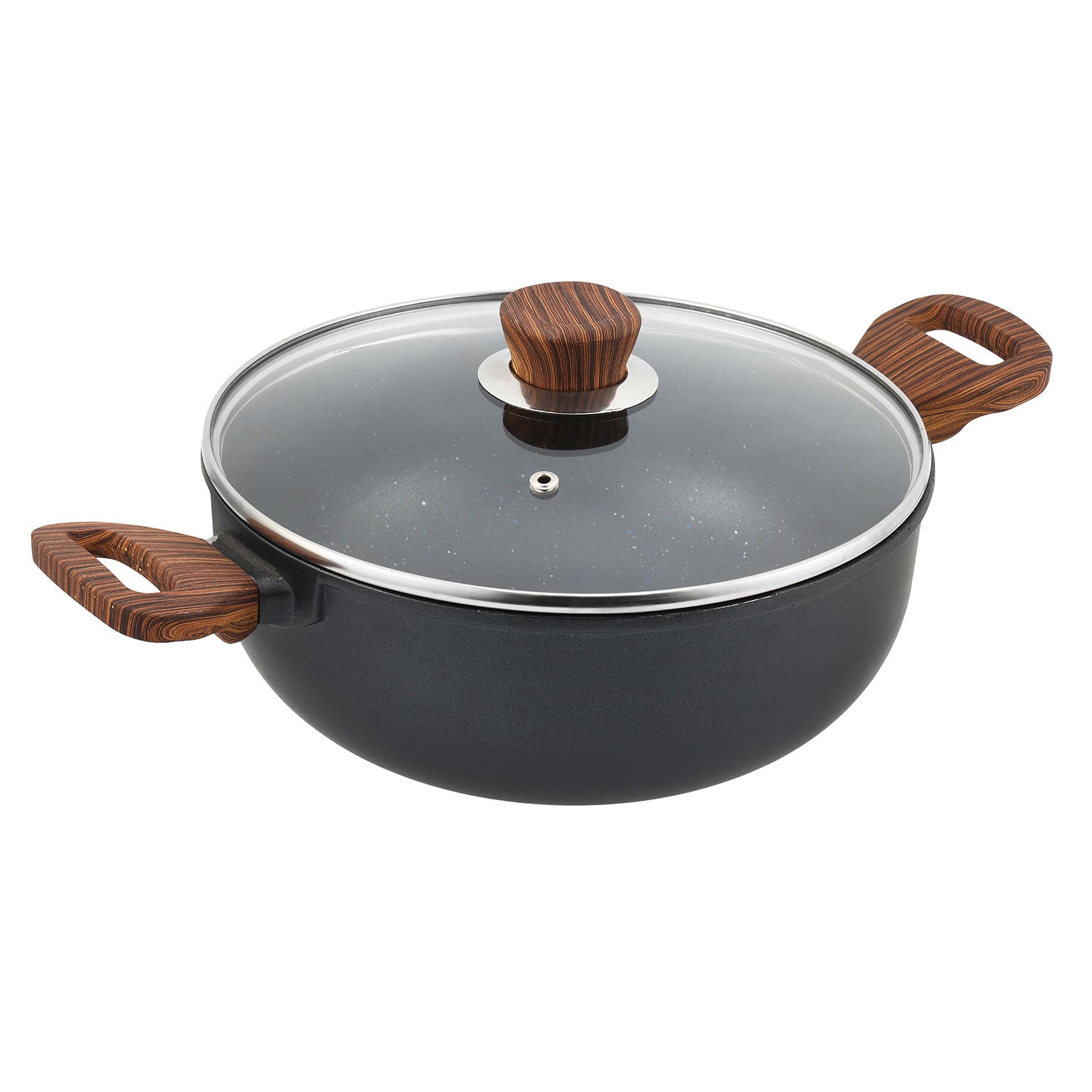Zest Plus Kadai with Lid - Splatter Design Hero Shot Induction Safe | Vinod Cookware
