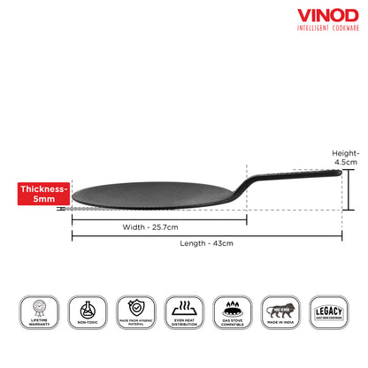 Vinod Legacy Cast Iron Roti Tawa 26cm - Dimension Size Reference | Vinod Cookware