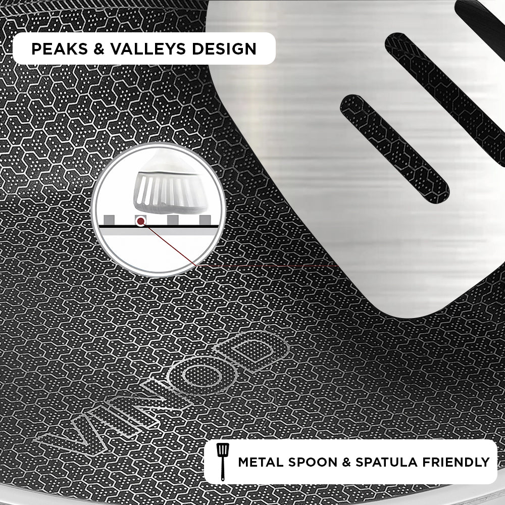 Vinod Platinum Triply SAS Pro Frypan - With Spoon and Spatula | Vinod Cookware India